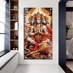 Hindu God Five Faced Hanuman Ji Acrylic Painting for Living Room Home Decor