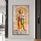 Five Faced Lord Hanuman with Sacred Weapons Acrylic Wall Art for Home Temple