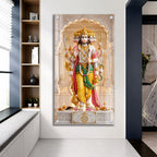 Five Faced Lord Hanuman with Sacred Weapons Acrylic Wall Art for Home Temple