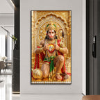 Hanuman Ji Ram Bhakti Premium Acrylic Wall Painting for Living Room Decoration