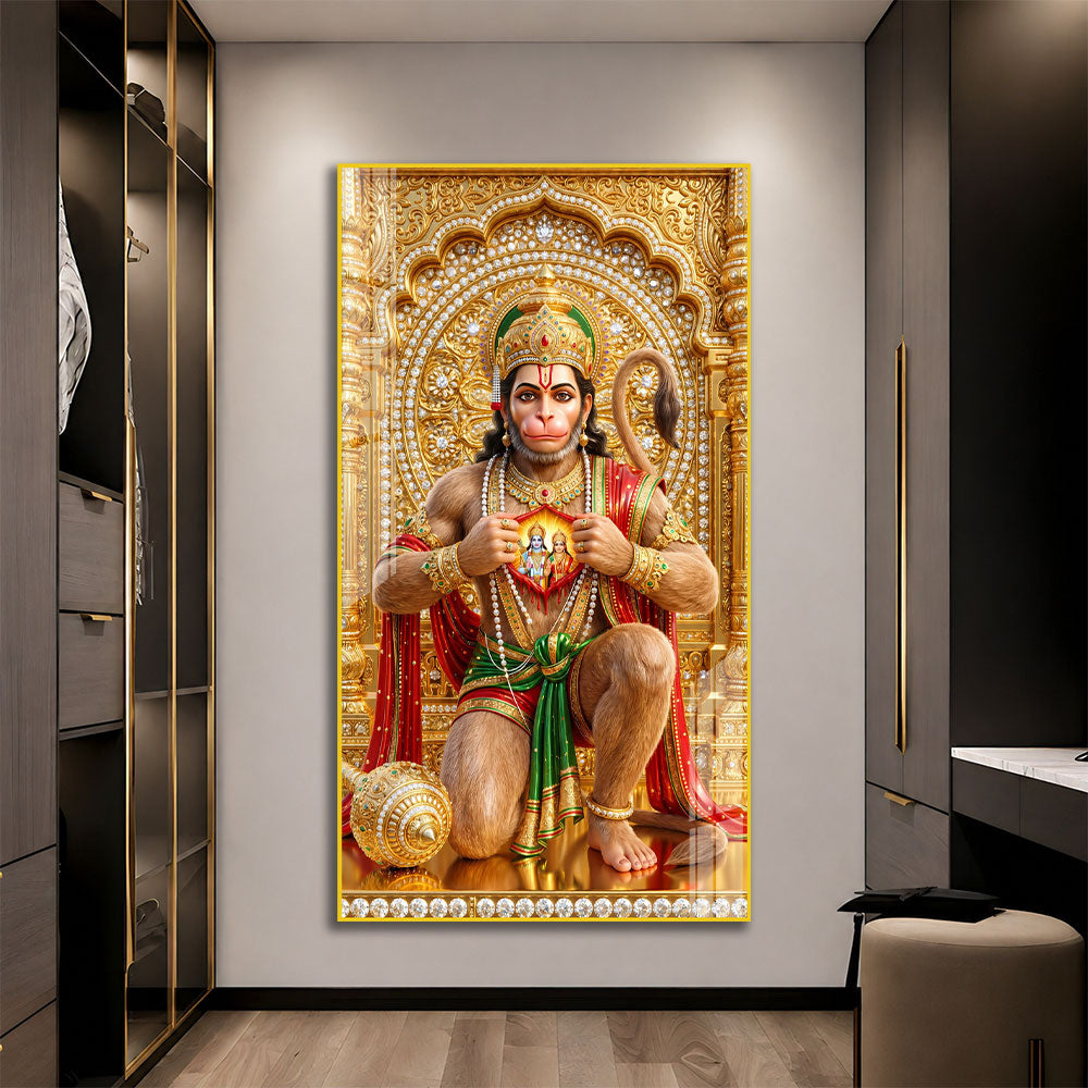 Hanuman Ji Ram Bhakti Premium Acrylic Wall Painting for Living Room Decoration