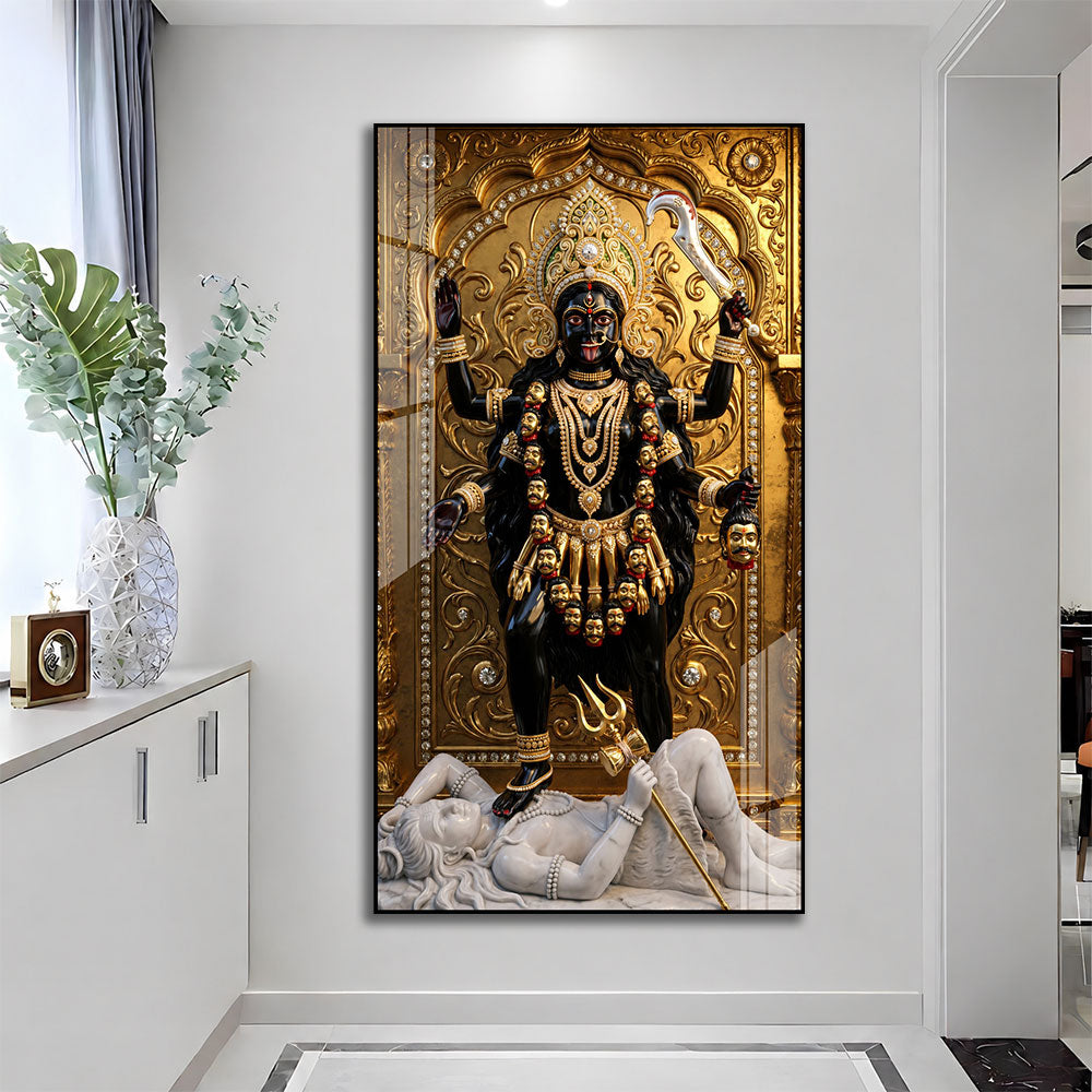 Sacred Mahakali Mata Acrylic Painting for Home Temple and Pooja Room Decor