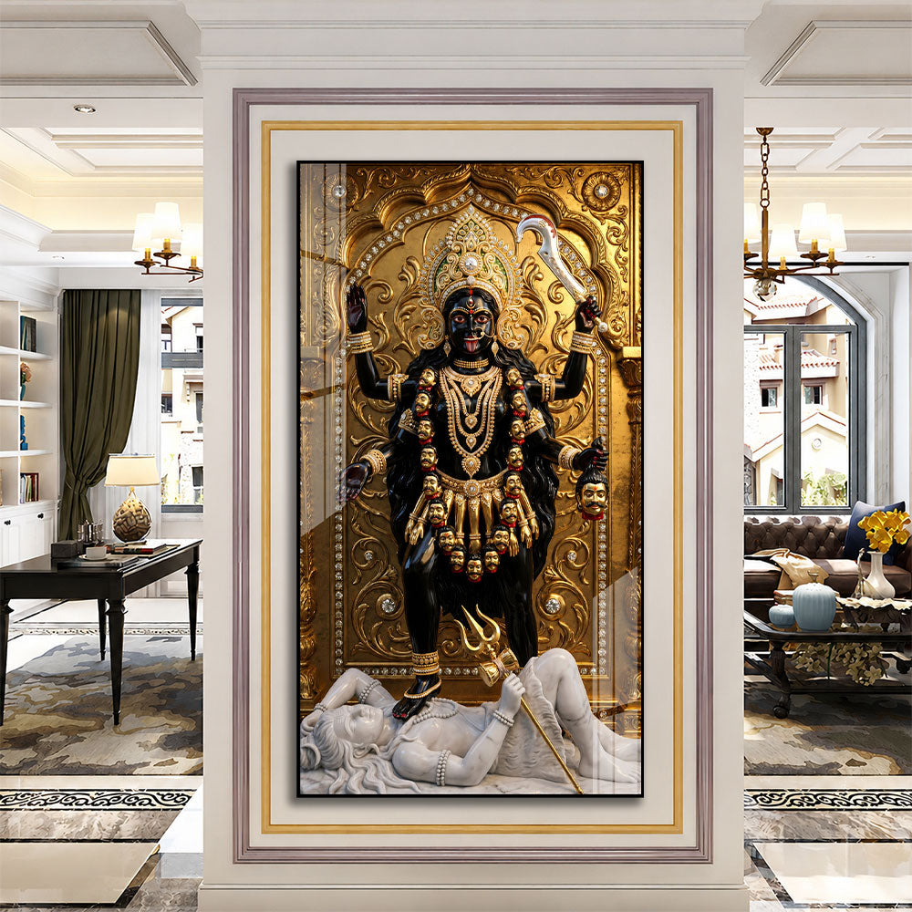 Sacred Mahakali Mata Acrylic Painting for Home Temple and Pooja Room Decor