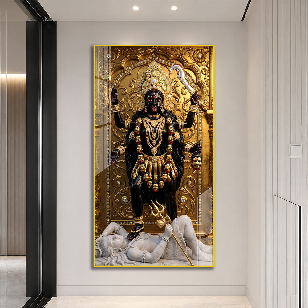 Sacred Mahakali Mata Acrylic Painting for Home Temple and Pooja Room Decor
