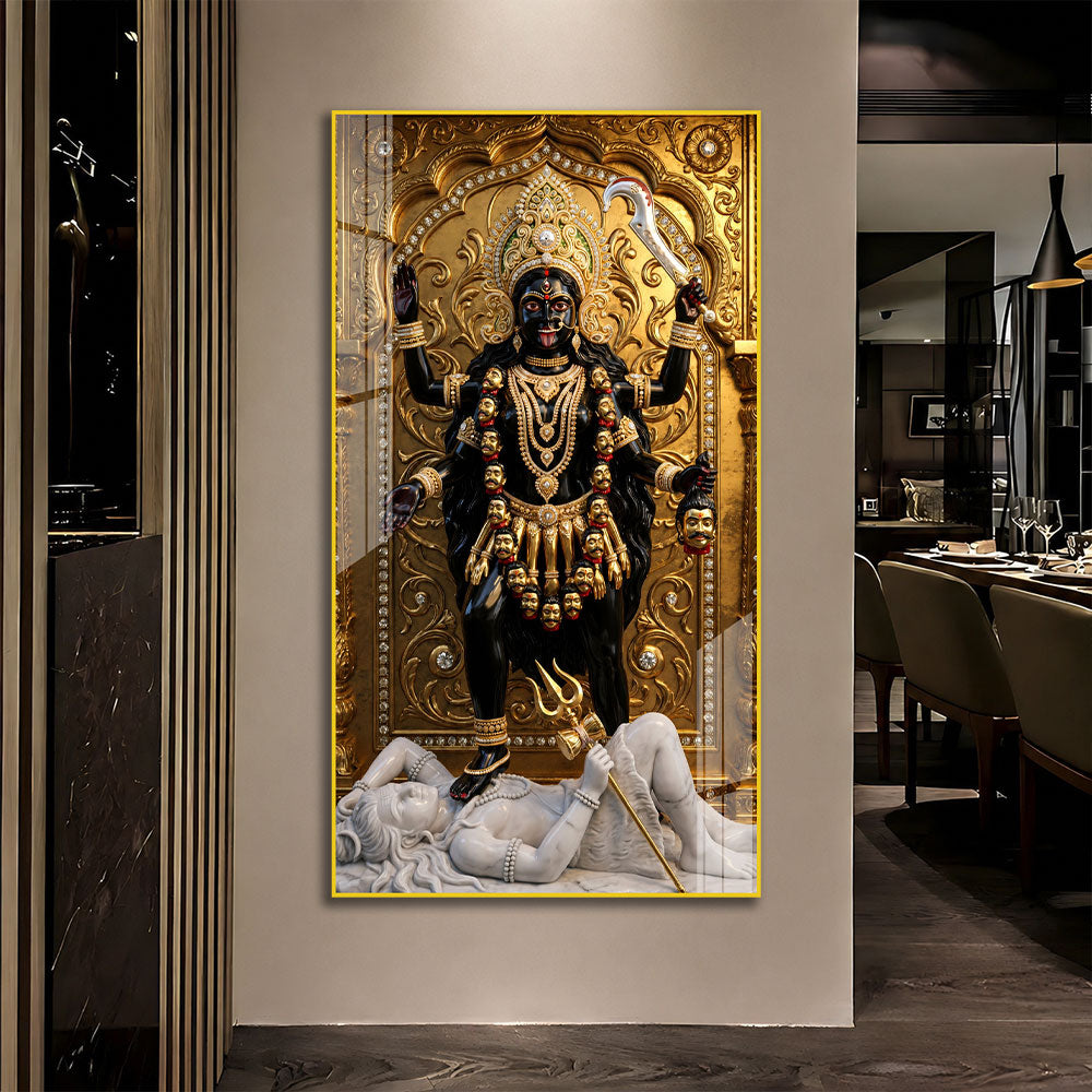 Sacred Mahakali Mata Acrylic Painting for Home Temple and Pooja Room Decor