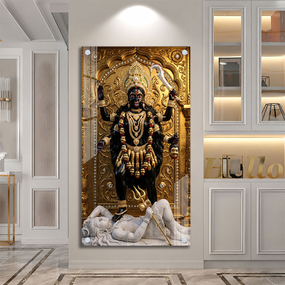 Sacred Mahakali Mata Acrylic Painting for Home Temple and Pooja Room Decor