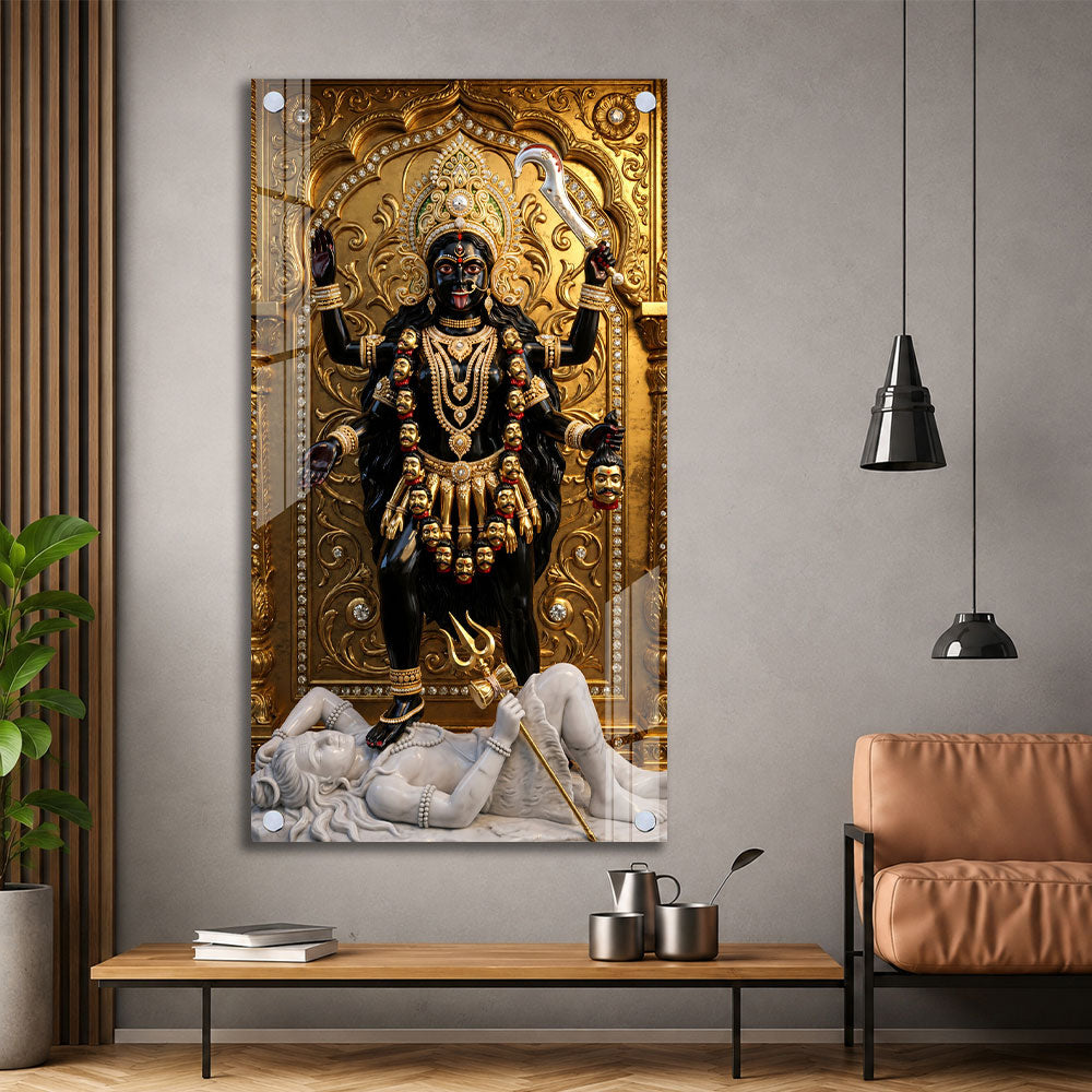 Sacred Mahakali Mata Acrylic Painting for Home Temple and Pooja Room Decor