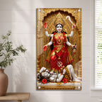Divine Mahakali Standing on Shiva Premium Acrylic Painting for Meditation Room