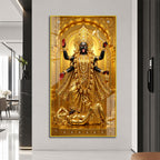 Golden Goddess Maa Kali Standing on Lord Shiva Acrylic Wall Painting for Home Decor