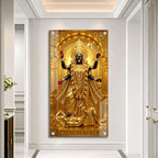 Golden Goddess Maa Kali Standing on Lord Shiva Acrylic Wall Painting for Home Decor