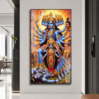 Maa Kali with Trishul and Sword Premium Acrylic Wall Painting for Living Room