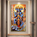 Maa Kali with Trishul and Sword Premium Acrylic Wall Painting for Living Room