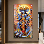 Maa Kali with Trishul and Sword Premium Acrylic Wall Painting for Living Room