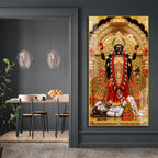 Goddess Maa Kali with Golden Crown Acrylic Wall Art for Home Temple Decoration