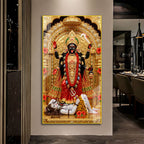 Goddess Maa Kali with Golden Crown Acrylic Wall Art for Home Temple Decoration