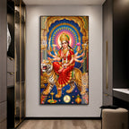 Powerful Durga Mata with Trishul Premium Acrylic Wall Painting for Spiritual Decor
