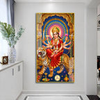 Powerful Durga Mata with Trishul Premium Acrylic Wall Painting for Spiritual Decor
