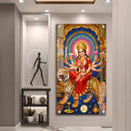 Powerful Durga Mata with Trishul Premium Acrylic Wall Painting for Spiritual Decor