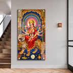 Powerful Durga Mata with Trishul Premium Acrylic Wall Painting for Spiritual Decor