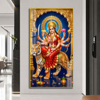 Goddess Durga with Sacred Weapons Premium Acrylic Wall Art for Home Temple