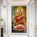 Sacred Goddess Durga on Tiger Premium Acrylic Wall Art for Pooja Room Decor
