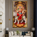 Goddess Durga with Sacred Weapons Premium Acrylic Wall Art for Living Room