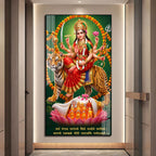 Goddess Durga Riding Tiger with Sacred Shankh Acrylic Wall Art for Home Temple
