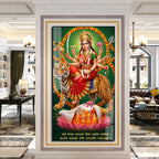 Goddess Durga Riding Tiger with Sacred Shankh Acrylic Wall Art for Home Temple