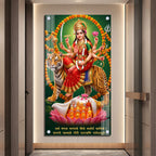 Goddess Durga Riding Tiger with Sacred Shankh Acrylic Wall Art for Home Temple