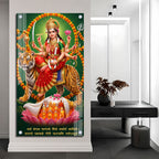 Goddess Durga Riding Tiger with Sacred Shankh Acrylic Wall Art for Home Temple