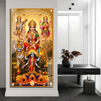 Maa Durga with Goddess Lakshmi and Saraswati Acrylic Wall Art for Home Decor