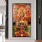 Goddess Durga Lakshmi Saraswati Mahakali Premium Acrylic Painting for Pooja Room