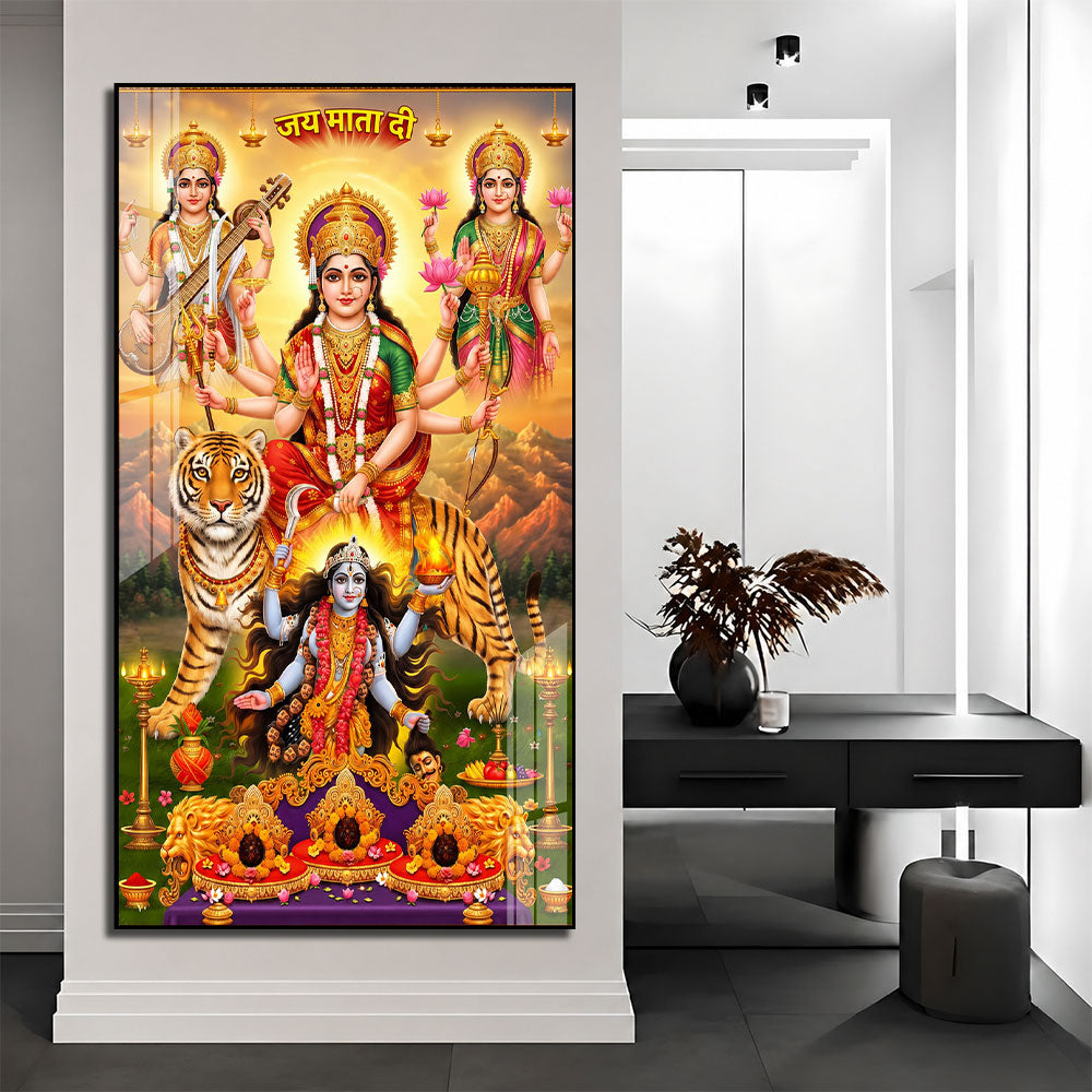Durga Lakshmi Saraswati Kali Acrylic Painting for Living Room Wall Decoration