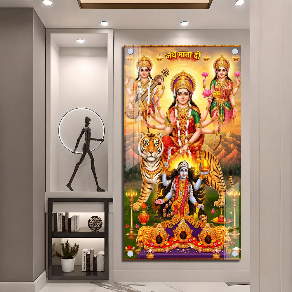 Durga Lakshmi Saraswati Kali Acrylic Painting for Living Room Wall Decoration