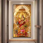 Maa Durga Riding Tiger with Divine Goddesses Acrylic Wall Painting for Home Decor