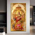 Maa Durga Riding Tiger with Divine Goddesses Acrylic Wall Painting for Home Decor