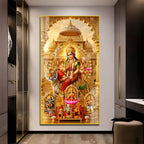 Maa Durga Riding Tiger with Divine Goddesses Acrylic Wall Painting for Home Decor