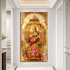 Maa Durga Riding Tiger with Divine Goddesses Acrylic Wall Painting for Home Decor