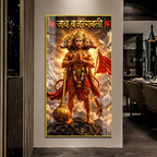Powerful Panchmukhi Hanuman Standing on Mountain Acrylic Painting for Pooja Room