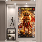 Powerful Panchmukhi Hanuman Standing on Mountain Acrylic Painting for Pooja Room