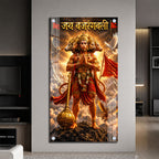Powerful Panchmukhi Hanuman Standing on Mountain Acrylic Painting for Pooja Room