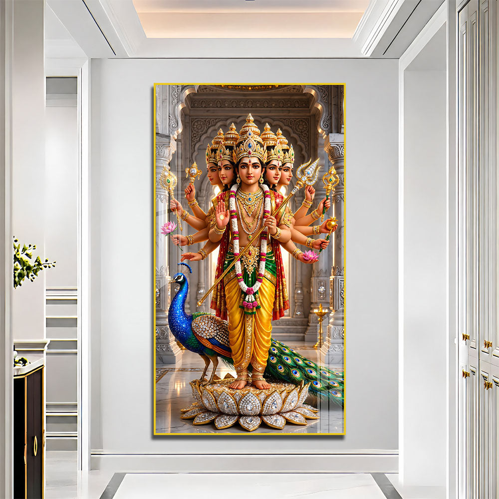 Divine Shanmukha Murugan Acrylic Wall Art for Home Temple and Meditation Room