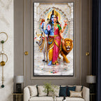 Divine Shiv Shakti with Nandi and Lion Premium Acrylic Wall Art for Home Temple