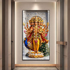 Lord Kartikeya with Sacred Weapons Acrylic Painting for Religious Home Decor