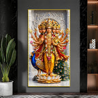 Lord Kartikeya with Sacred Weapons Acrylic Painting for Religious Home Decor