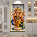Lord Kartikeya with Sacred Weapons Acrylic Painting for Religious Home Decor
