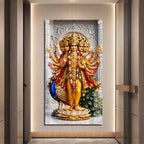 Lord Kartikeya with Sacred Weapons Acrylic Painting for Religious Home Decor