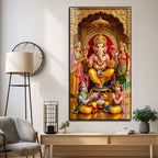 Lord Ganesha Blessing Pose Premium Acrylic Painting for Home and Office Decor