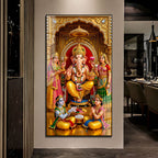 Lord Ganesha Blessing Pose Premium Acrylic Painting for Home and Office Decor