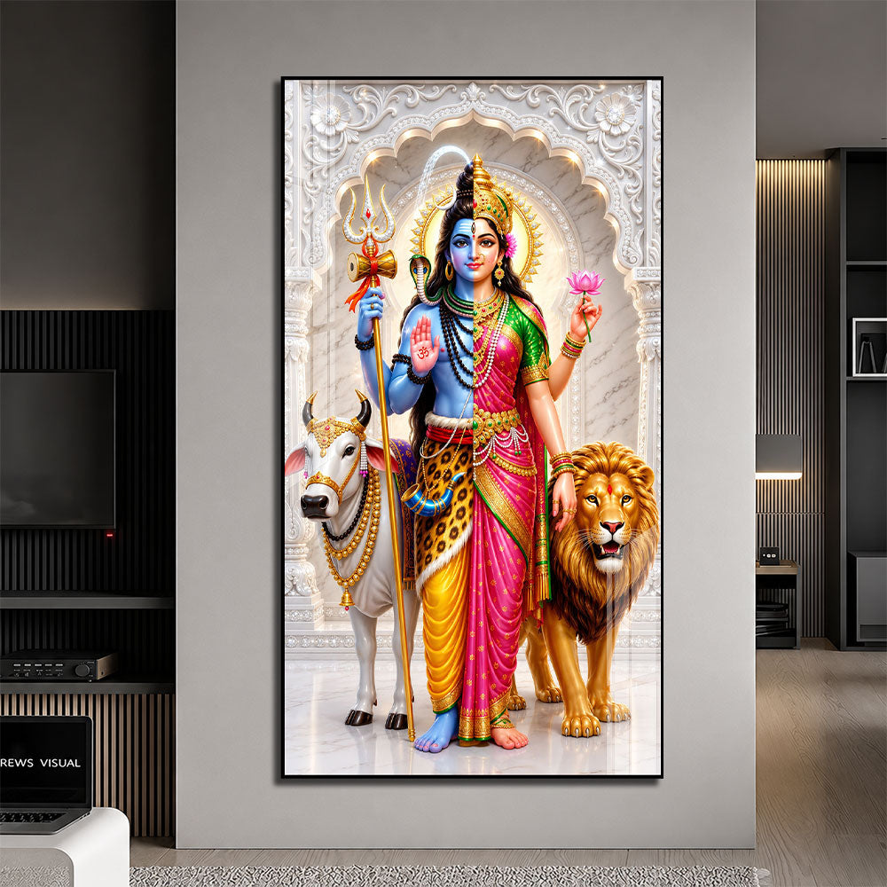 Ardhanarishvara Bhagwan Premium Acrylic Painting for Home and Office Decor